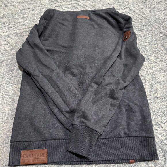 Naketano Sweater Women's XL Hooded Brave New World Thick High Cowl Neck Gray - Picture 4 of 5